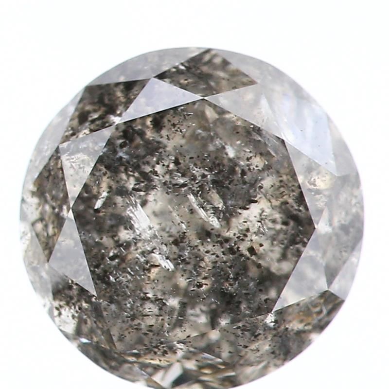 3.37 ct Round Salt and Pepper Natural Diamond, I3