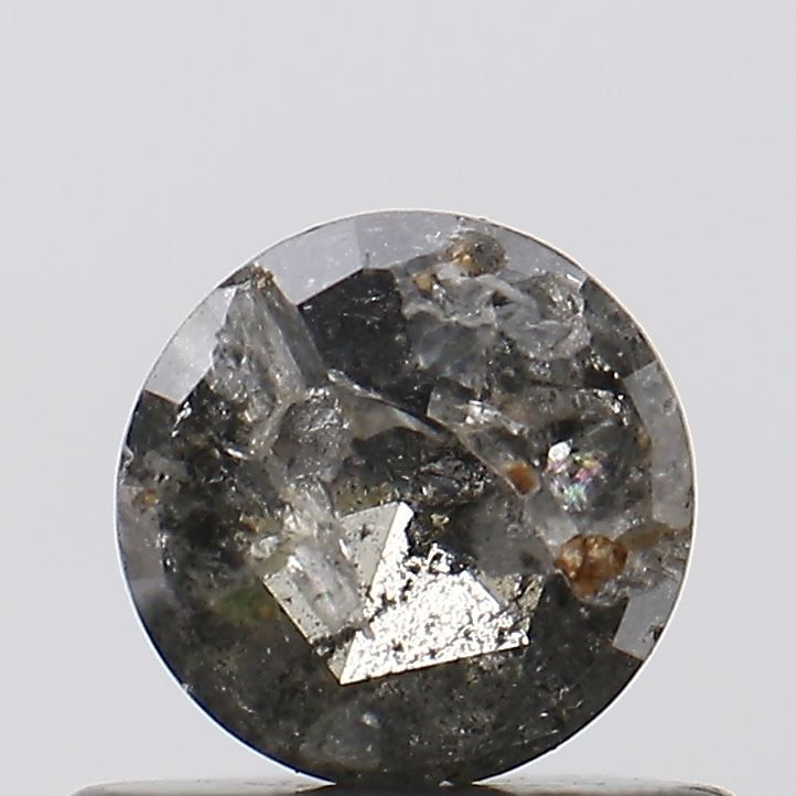 0.46 ct Round Salt and Pepper Natural Diamond, I3