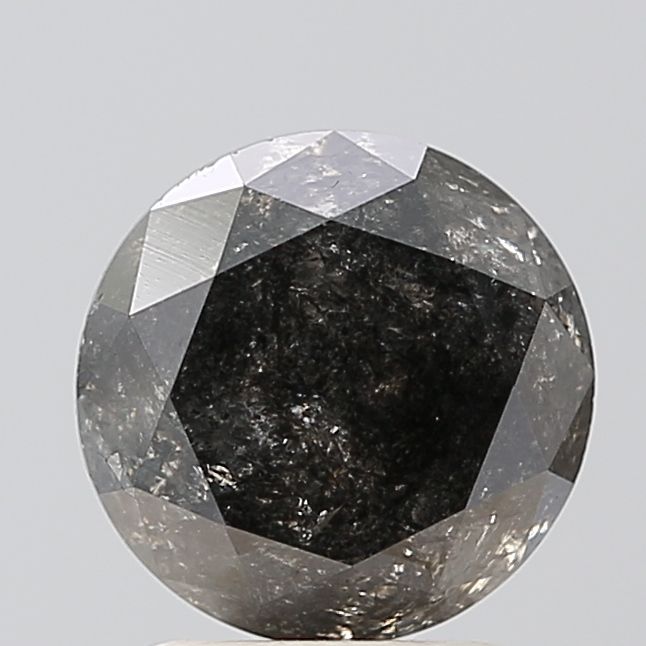 2.70 ct Round Salt and Pepper Natural Diamond, VVS2