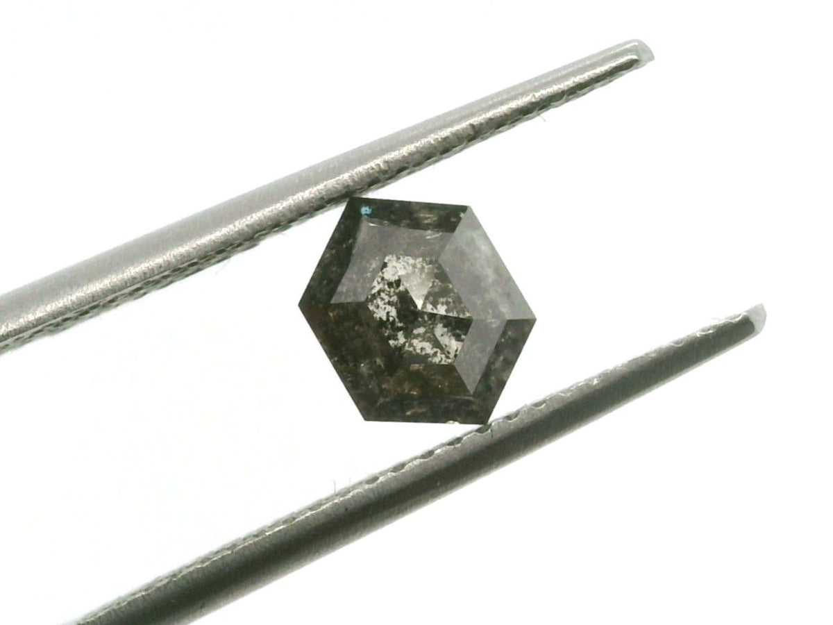 1.18 ct Hexagon Salt and Pepper Natural Diamond