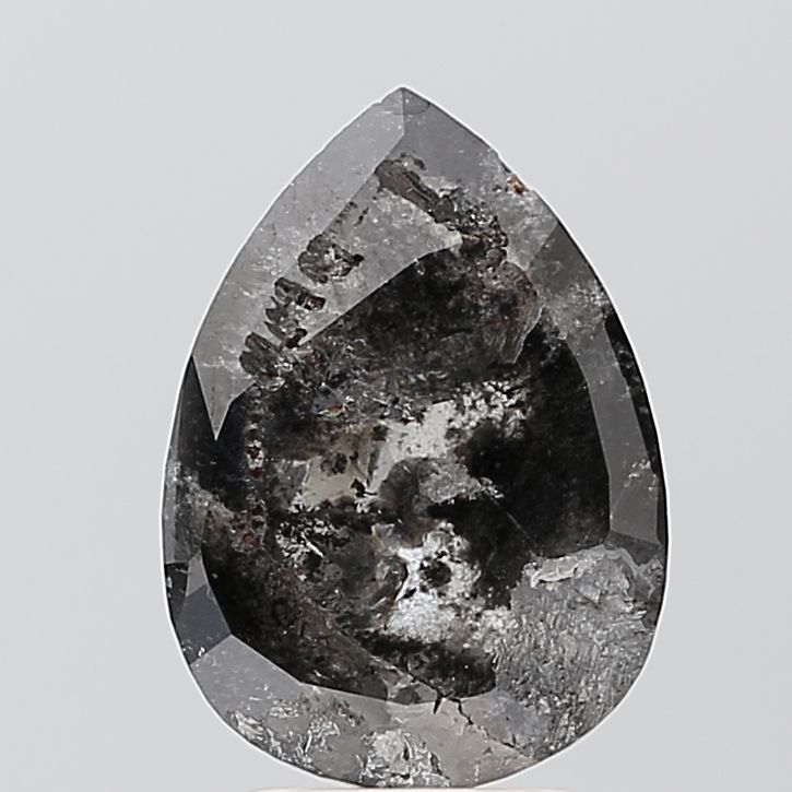 2.61 ct Pear Salt and Pepper Natural Diamond, VS2