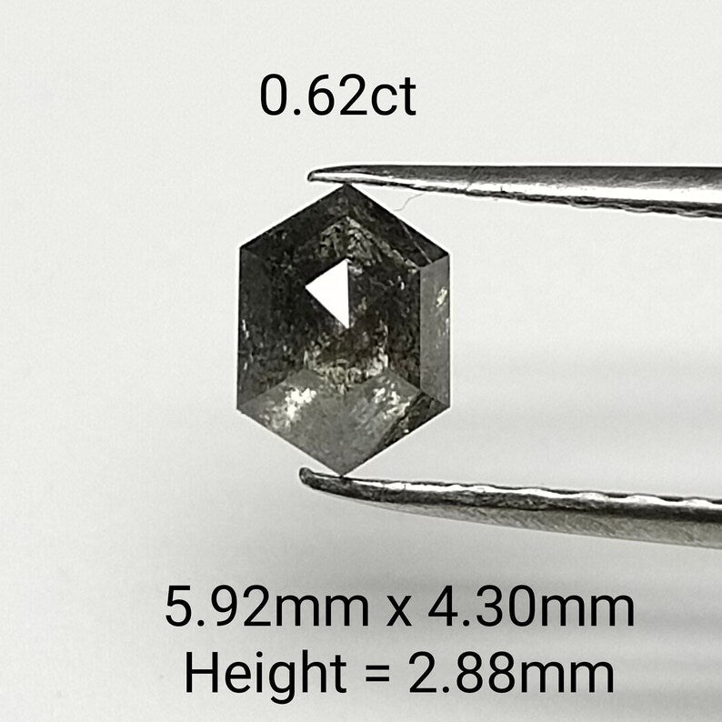 0.62 ct Hexagon Salt and Pepper Natural Diamond, I3