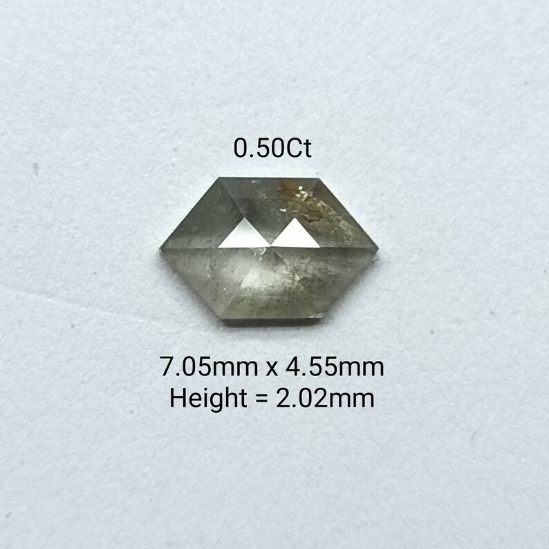 0.50 ct Hexagon Salt and Pepper Natural Diamond, I3