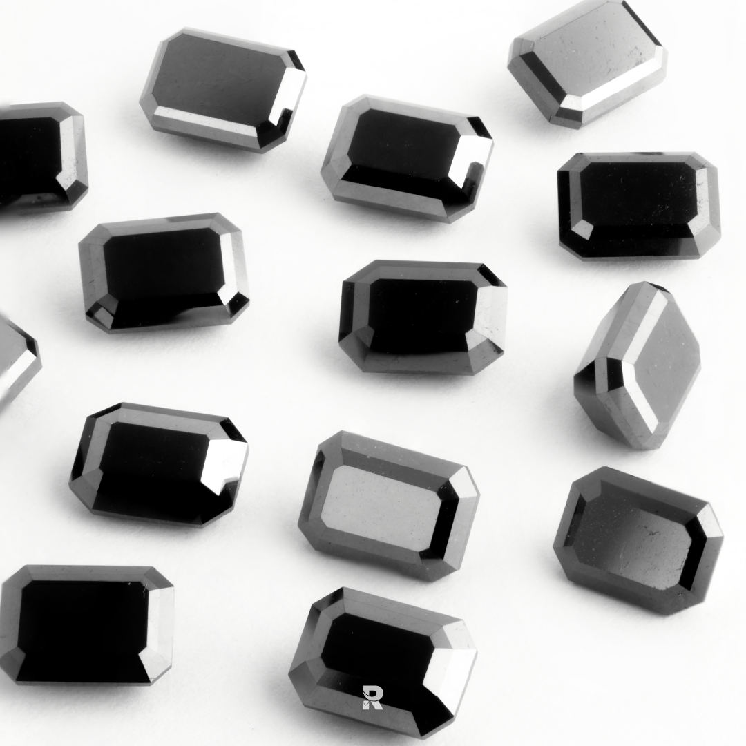 4.00 x 5.70 mm Emerald Shape Black Natural Melee Diamonds – AA Quality