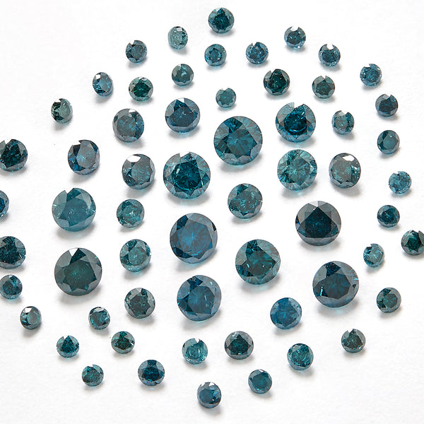 1.55 mm Round Fancy Blue Natural Diamond Melee