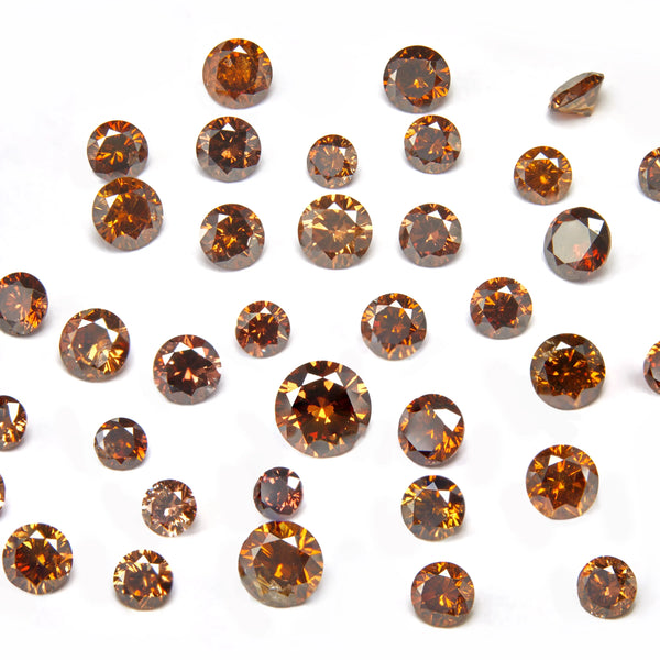 1.20 mm Round Cognac Brown Natural Melee Diamonds – C5–C6 SI–I1