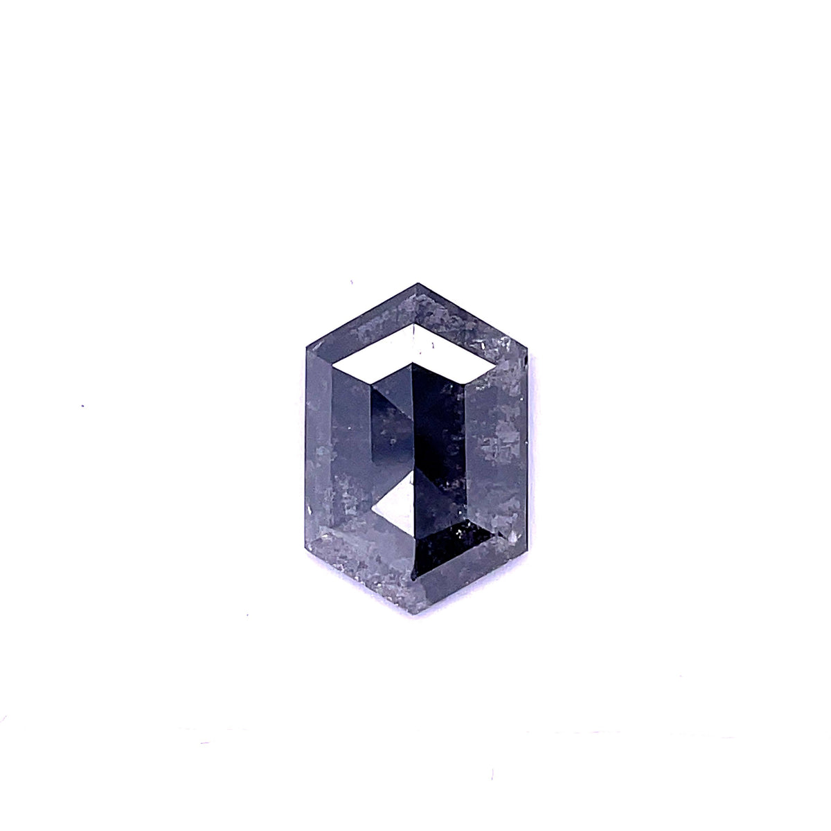 3.94 ct Hexagon Salt and Pepper Natural Diamond