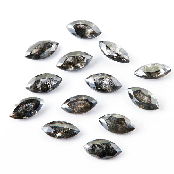 Marquise Cut Salt and Pepper Natural Melee Diamonds – Lot 3
