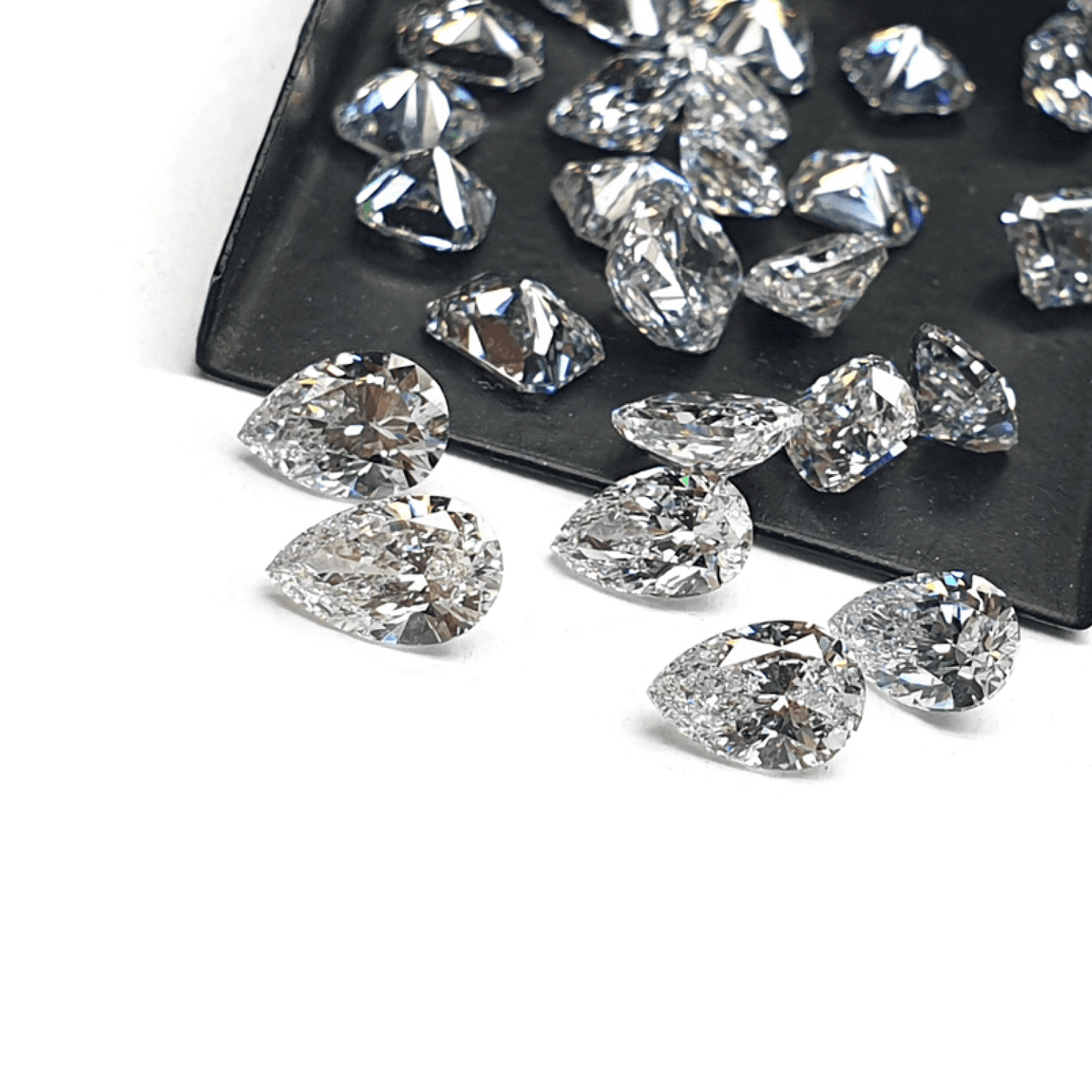 3.70 x 2.40 mm Pear Shape Natural White Diamonds (≈0.07 ct each)