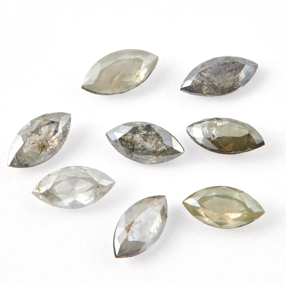 0.017–0.019 ct Marquise Cut Salt and Pepper Natural Diamond Melee